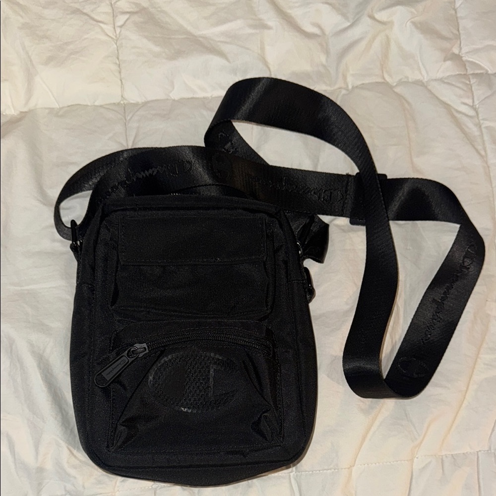 Champion Black Messenger Bag Sleek Compact Design